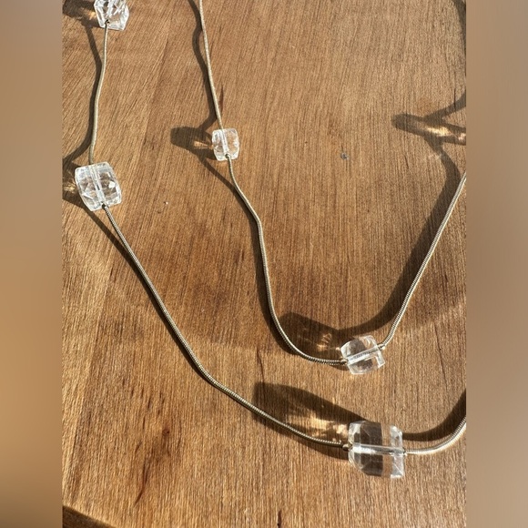 Joe Fresh Gold and Clear Gem Double  Necklace - Picture 2 of 4